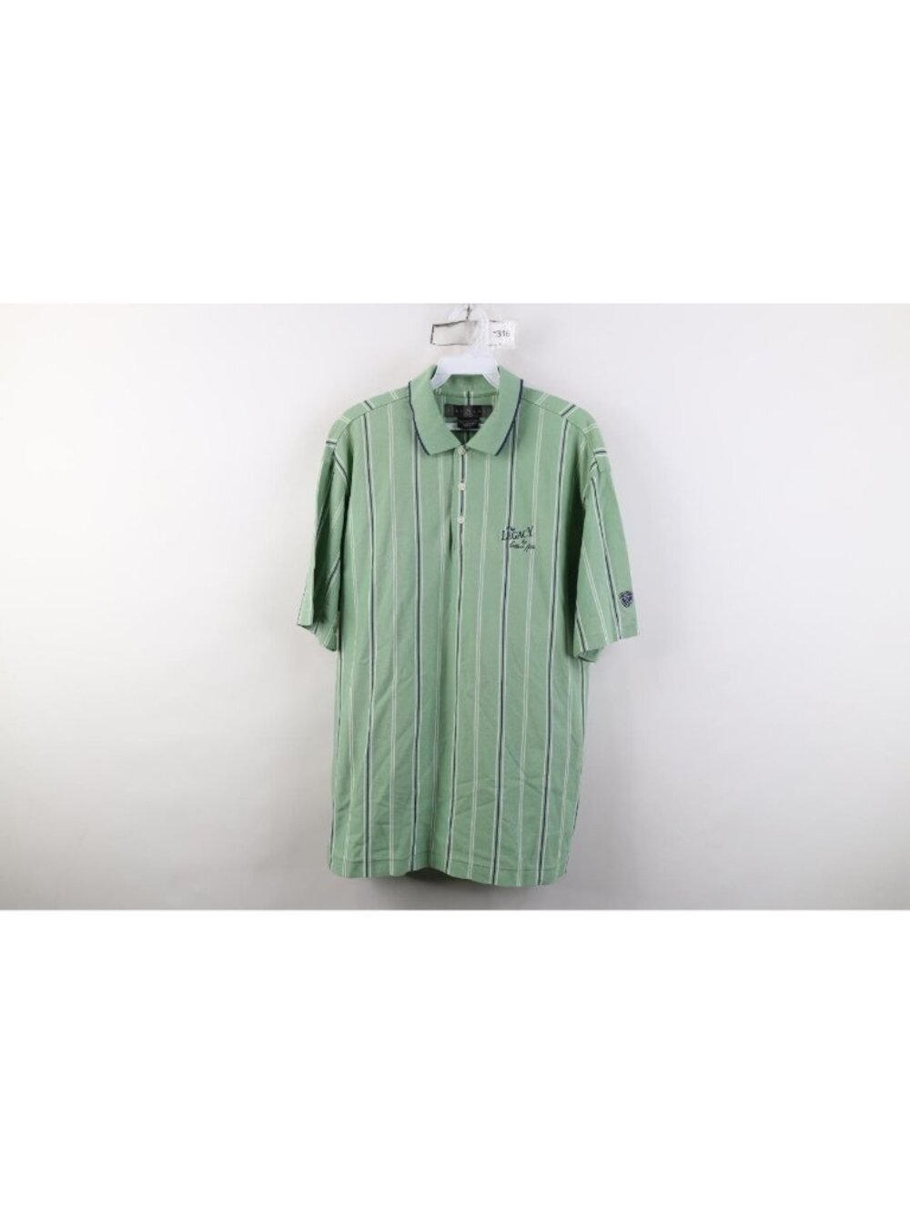 Vintage Nike Golf Mens Large The Legacy Arthur Hills Mini Swoosh Striped Polo
